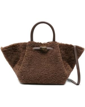 DeMellier Midi New York Shearling Tote Bag - Brown