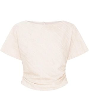 Anna Quan Vinnie Gathered-Side Blouse - White
