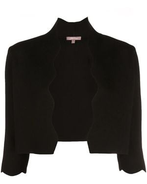 Lela Rose Wavy Trim Cropped Jacket - Black