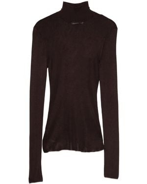 Self-Portrait Gerippter Rollkragenpullover - Schwarz