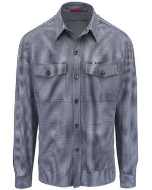 Isaia Button-Down Pocket Overshirt - Blue