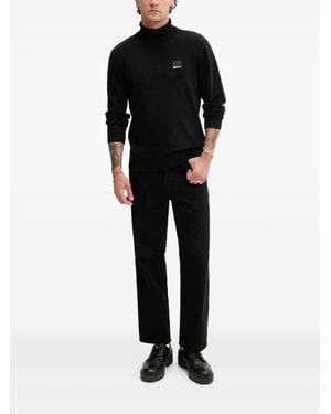 Karl Lagerfeld Logo-Patch Turtleneck Sweater - Black