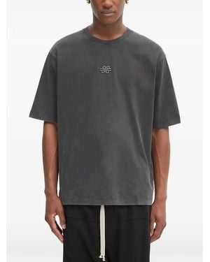 Filling Pieces Logo-Patch Cotton T-Shirt - Grey