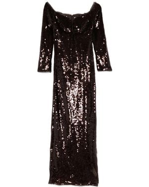 Self-Portrait Schulterfreies Maxikleid - Schwarz