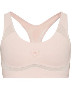 adidas By Stella McCartney Truepurpose Medium Support Logo-Print Sports Bra - Natural