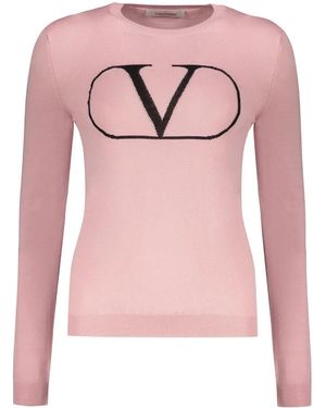 Valentino Garavani Logo-detail Crew-neck Sweater - ピンク