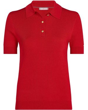 Tommy Hilfiger Ribbed Polo Shirt - Red