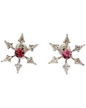 Arunashi Padparadscha Sapphire Diamond Earrings - White