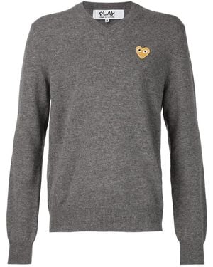 COMME DES GARÇONS PLAY Embroidered Heart Jumper - Grey