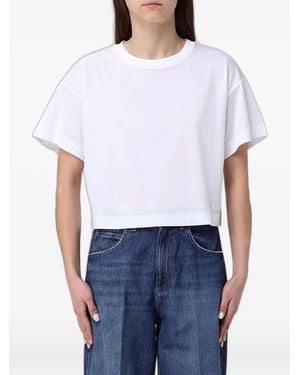 Max Mara Camiseta Corta Con Logo Bordado - Blanco