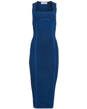 Fleur du Mal Vestido Midi Con Cuello Redondo - Azul