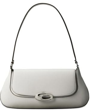 Calvin Klein Engraved-Logo Shoulder Bag - Grey