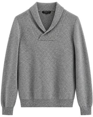 SOSHIOTSUKI Waffle-Knit Shawl-Collar Jumper - Grey
