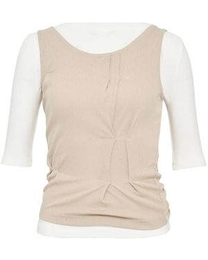 Hache Folded Layered T-Shirt - Natural