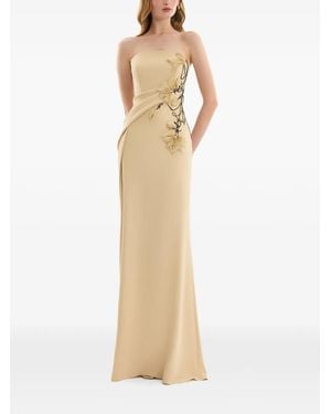 Gemy Maalouf Strapless Floral-Detail Maxi Dress - Natural