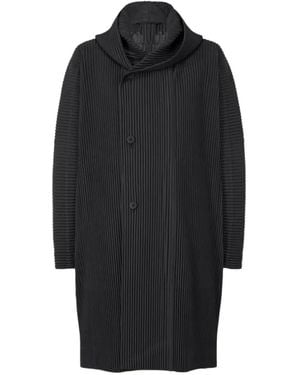 Issey Miyake Pleated Button Coat - Black