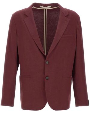 Paolo Pecora Single-Breasted Linen Blazer - Purple