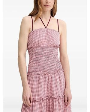 Alohas Gingham Smocked Maxi Dress - Pink