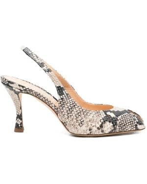 Chantal Snakeskin-Effect Peep-Toe Sandals - White
