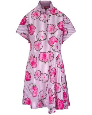 Akris Punto Floral-Print Collared Dress - Pink