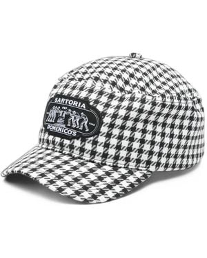 PDF Check-Pattern Logo-Patch Baseball Cap - White
