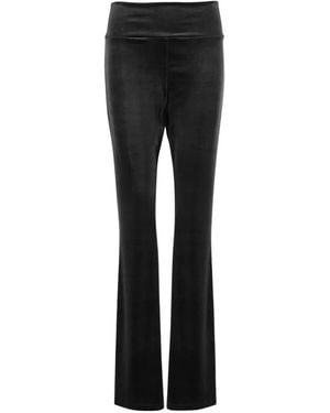 DON'T @ ME Velvet-Effect Flared Trousers - Black