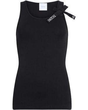 Patou Bow-Detail Cotton Tank Top - Black
