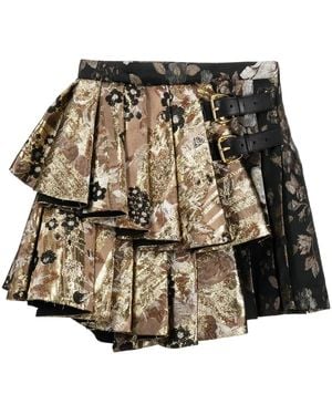 Roberto Cavalli Brocade-Pattern Pleated Miniskirt - Black