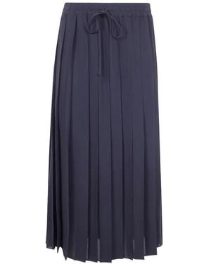 Mantu Pleated Drawstring Midi Skirt - Blue
