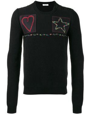 Valentino Garavani Patched Fisherman Knit Jumper - Black