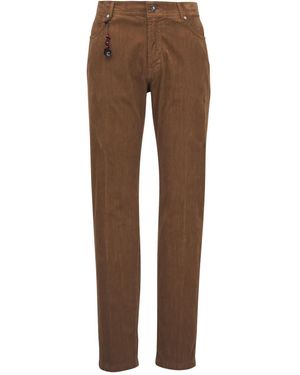 Marco Pescarolo Beaded-Detail Logo-Patch Pants - Brown