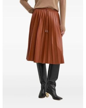 Silvian Heach Pleated Drawstring Midi Skirt - Brown