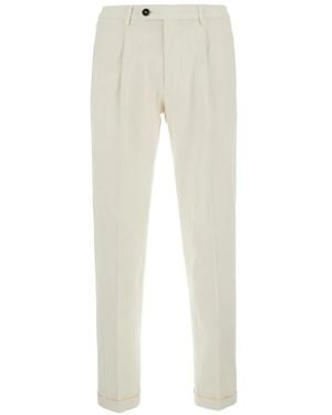 Michael Coal Pleated Turn-Up Pants - White