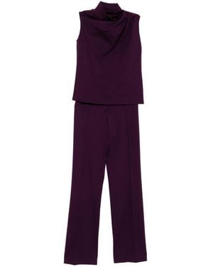 Saiid Kobeisy Pleated Shoulder Top Pants Ensemble - Purple
