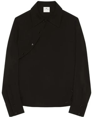 Courreges Long-Sleeve Button-Detail Shirt - Black