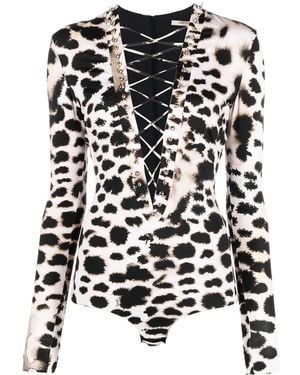 Roberto Cavalli Leopard Print Bodysuit - Black