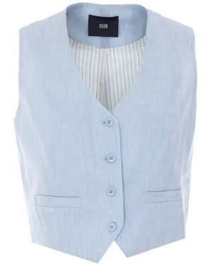 ELEH V-Neck Button Waistcoat - Blue