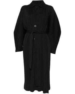 Pleats Please Issey Miyake Pleated Coat - Black