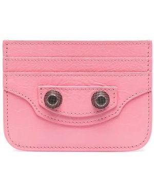 Balenciaga Leather Studded Cardholder - Pink