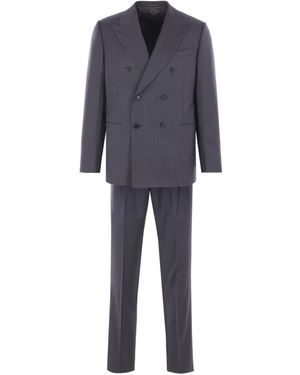Caruso Gestreifter Anzug - Blau