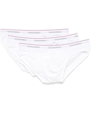 DSquared² Logo-Waistband Briefs (Pack Of Three) - White