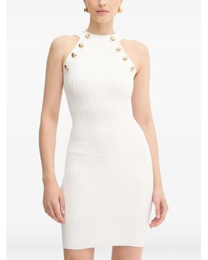 MARCIANO BY GUESS Button-Detail Halter-Neck Mini Dress - White