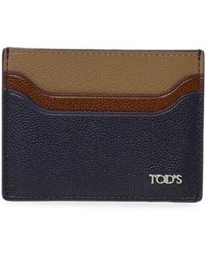 Tod's Logo-Plaque Pebbled-Leather Cardholder - Blue