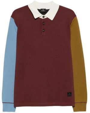 Paul Smith Colour-Block Long-Sleeve Polo Sweater - Red