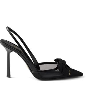 Prada Mesh Heeled Court Shoes - Black
