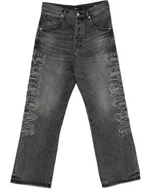 Purple Brand Embroidered Wide-Leg Jeans - Grey