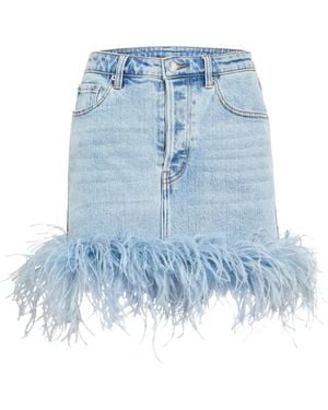 retroféte Elvie Jeansrock mit Federn - Blau