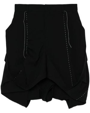 Sacai Falda Balloon Con Costuras En Contraste - Negro