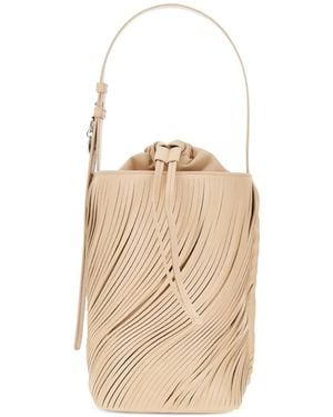 Emporio Armani Fringe-Detailed Leather Bucket Bag - Natural
