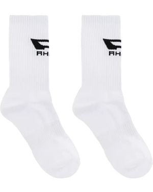 Rhude Gerippte Socken Mit Logo - Weiß
